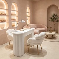 Table de manucure et chaise de luxe pour salon de beauté avec collecteur de poussière, lampe de bureau pour technicien(ne) des ongles, poste de manucure