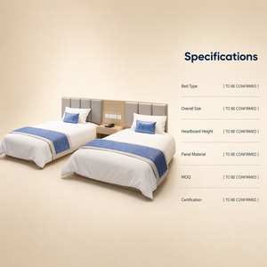 <span class=keywords><strong>Letto</strong></span> singolo con pannello di design per hotel, testiera imbottita in legno e comodino integrato per camera degli ospiti - Product Image 5