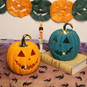 Nouvelles décorations d'Halloween en céramique éclairée par LED visage effrayant pièce maîtresse <span class=keywords><strong>de</strong></span> citrouille d'Halloween - Product Image 3