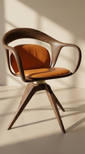 Chaise de salle à manger scandinave de luxe en bois massif avec coussin en cuir véritable, mobilier moderne pour la maison, l'hôtel, le restaurant PISANO - Product Image 1