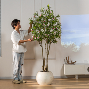 Artificial High Simulation <strong>Nerium</strong> Oleander Bonsai Tree Plastic Potted Plant Eco-Friendly 6.89FT Garden Decor New Year Customized - Product Image 6