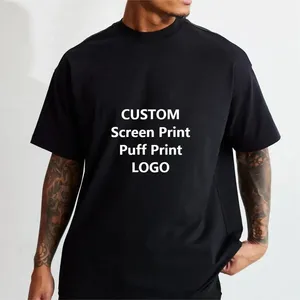 Custom Digital Printed Logo Solid Vintage 100% Cotton Knitted Fabric High Quality Unisex Heavyweight Oversized Men's T-Shirt - Product Image 4