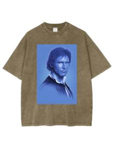 S Wars Dark Han <span class=keywords><strong>Solo</strong></span> Camisetas Verano 100% Algodón Hombro caído Cuello redondo Peso pesado Lavado ácido - Product Image 4