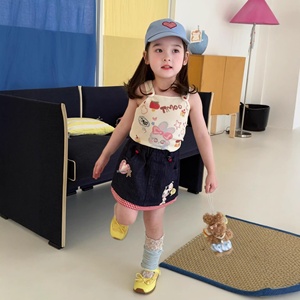 Ensemble Fille Zili Vêtements Enfants 26 Nouveauté Été Dessin Animé Mignon Coton Caraco et Jupe en Jean avec Étiquette Col - Product Image 2