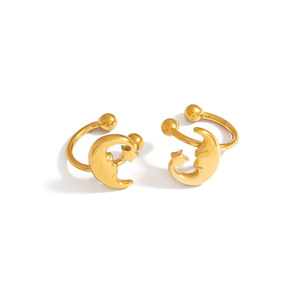 Pendientes de clip en forma de estrella, chapados en oro de 18k, de acero inoxidable, para orejas sin perforar, joyería de moda. - Product Image 5