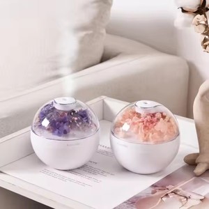 Nuevo humidificador de aire con cable USB, mini humidificador con forma de flor, difusor de aroma, difusor de aceites esenciales con luces nocturnas cálidas - Product Image 2