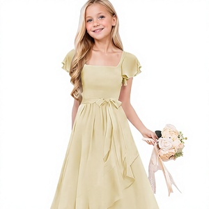 Wyxis – <span class=keywords><strong>robe</strong></span> de demoiselle d'honneur à manches courtes pour adolescentes, en mousseline de soie, à fleurs, pour fête de mariage, <span class=keywords><strong>robe</strong></span> de cérémonie - Product Image 1