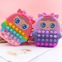 Sac à dos pour fille avec nœud papillon, sac à dos mignon, sac d'école, sac à bandoulière, cadeau de Noël pour enfants, jouets sensoriels Push Pop Bubble Fidget