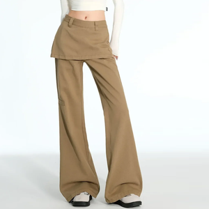 Custom Women High Waist <b>Skirt</b>‑Layered Flare Denim Jeans Y2K Street Style Ladies Cargo Denim Streetwear Trousers - Product Image 2