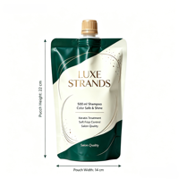 Pochette souple mate anti-fuite de 500 ml avec bec verseur pour shampoing et soins capillaires, sans BPA, personnalisable