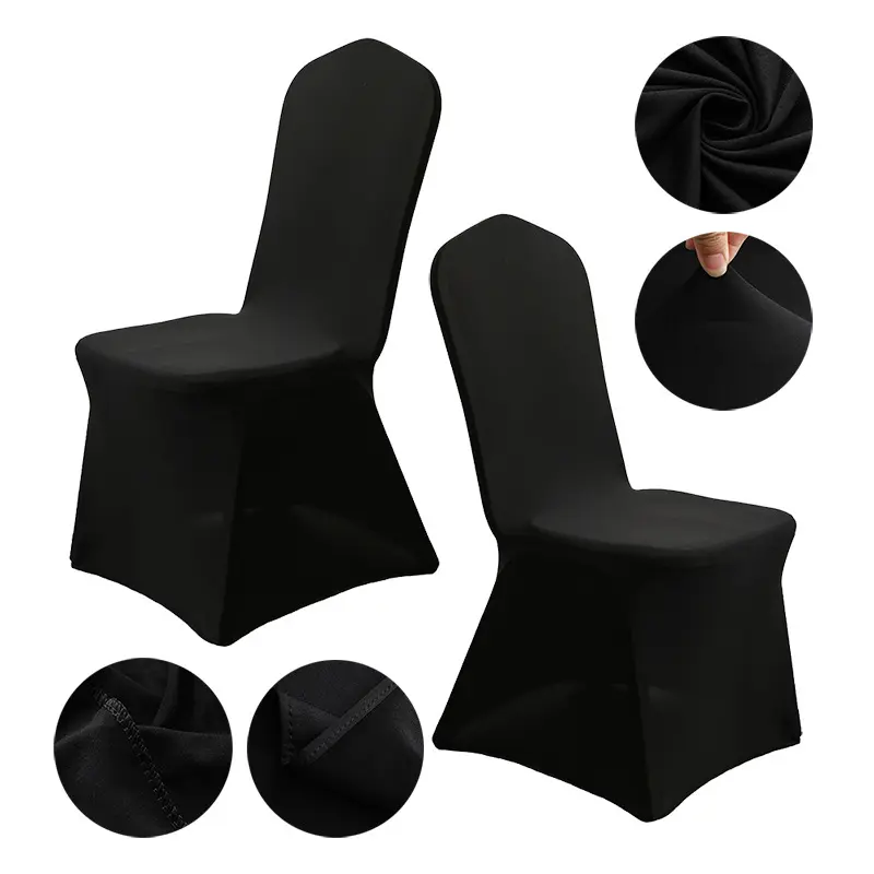 Hotel Black Banquet Wedding Party 100% Polyester Chair Seat Cover for dining room