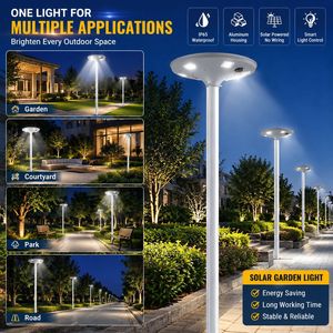 Farola Solar LED Integrada UFO con Sensor de Movimiento, Poste de Aluminio de 3 Metros, Lámpara de Jardín, Patio y Paisaje para Exteriores - Product Image 4