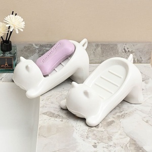 Caja de jabón de plástico de gato de dibujos animados, caja de jabón de baño, estante de almacenamiento, soporte para jabonera de drenaje de baño - Product Image 2