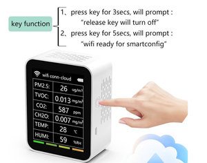 Moniteur <span class=keywords><strong>de</strong></span> qualité <span class=keywords><strong>de</strong></span> l'air Tuya WiFi 6-en-1, détecteur <span class=keywords><strong>de</strong></span> dioxyde <span class=keywords><strong>de</strong></span> <span class=keywords><strong>carbone</strong></span> intérieur, capteur PM2.5/TVOC/CO2/CH2O/TEMP/HUMI - Product Image 4