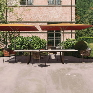 Meubles de patio d'hôtel de style moderne, table en teck massif pour jardin avec structure dépliable, table à manger extérieure extensible - Product Image 6