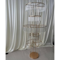Grande décoration de mariage bling cristal doré à 5 étages cerceau floral en métal en laiton pièce maîtresse avec bases
