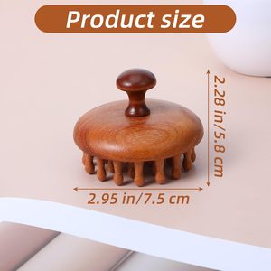 Custom Logo Portable Manual Wooden Scalp <b>Head</b> <b>Massager</b> Brush Wooden Hair Brush Handheld Body Massage Tool Wet Dry Hair Growth - Product Image 2