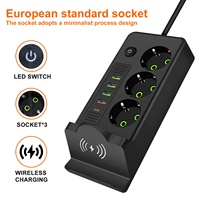 Stop Kontak Multifungsi Standar Eropa 3 Lubang 4 USB 1 Tipe C dengan Pengisian Daya Cepat Ponsel