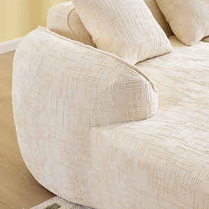 Canapé d'angle moderne en L deux places, rembourré en tissu, écologique, avec accoudoirs incurvés et dossier coussin, dossier rigide, pour salon - Product Image 2