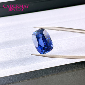 Cadermay Jewelry Synthetic Sapphire Cornflower Blue Rectangle Loose Stone For Jewelry Making - Product Image 1