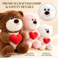 Ours en peluche Saint-Valentin 8 pouces avec cœur à câliner, jouet en peluche pour petite amie, cadeau d'anniversaire pour enfants, fournisseur direct, stock très demandé