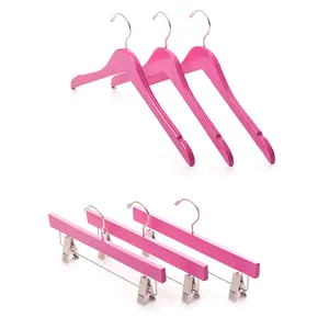 Wholesale Wholesale pink wood clothes shirts hangers wooden children suit  hanger Manufacturer and Supplier