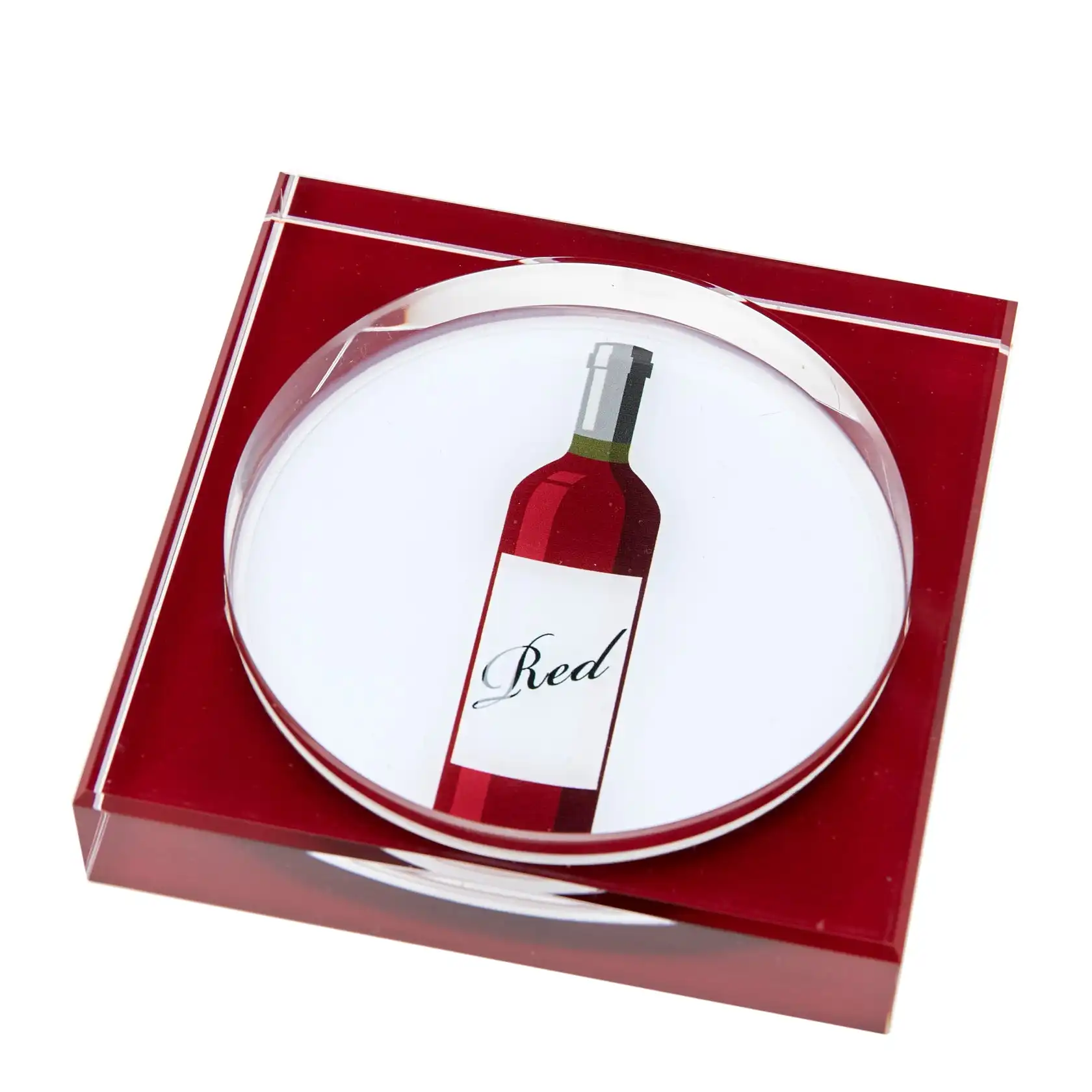 Luxueus Woonaccessoires 1 "Dikke Vierkante Acryl Wijnfles Rode Wijn Coaster Met Uv Afdrukken