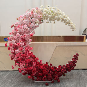 مبيع بالجملة قوس نصف قمر وردي قوس عداء زهرة قمر صناعي رومانسي لتزيين الزفاف - Product Image 3