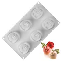 SILIKOLOVE 6 cavités 3D Rose fleur Silicone gâteau moule pour Mousse pâtisserie Dessert moule de cuisson