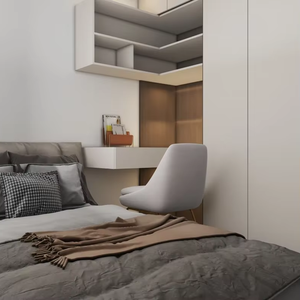 مجموعة أثاث خشبية حديثة وبسيطة متعددة الأغراض تشمل خزانة مطبخ ومكتب للأطفال وسرير وخزانة ملابس للغرفة وتخزين لغرفة المعيشة/المدرسة - Product Image 1