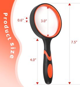 Çocuklar için 10X 75mm Kauçuk Saplı Büyüteç Kitap Okuma El Tipi Böcek Gözlem Büyüteci - Product Image 4