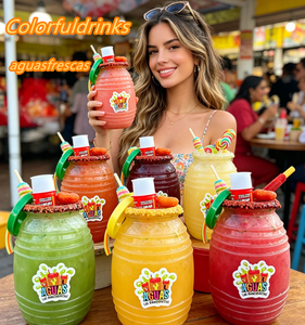 Aguas Frescas Personalizadas Calientes de 16 oz y 32 oz, Bebidas de Verano Estilo Americano, Mini Barril con Tapa y Pajita, Set de Bebidas para Fiestas - Product Image 1