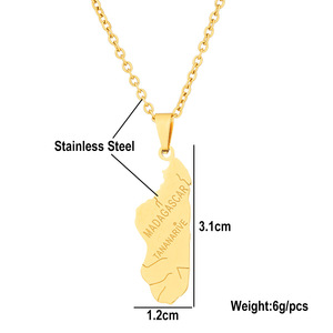 Colliers en émail carte de <span class=keywords><strong>Madagascar</strong></span> en acier inoxydable, plaqué <span class=keywords><strong>or</strong></span> 18K, <span class=keywords><strong>pendentif</strong></span> carte drapeau National de <span class=keywords><strong>Madagascar</strong></span> - Product Image 5