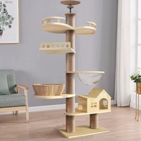 Tour d'escalade en bois et sisal du sol au plafond, avec mobilier d'appartement et plateforme de saut, maison pour animaux, arbre à chat - Vente en gros usine