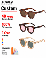 Lunettes de soleil rondes surdimensionnées vintage, style rétro, monture épaisse œil de chat, protection UV400, en acétate, mode européenne, personnalisables avec logo, vente en gros OEM