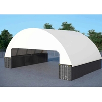 Tente de stockage extérieure en conteneur maritime 40 pieds, abri dôme à double treillis, structure en acier galvanisé, entrepôt en PVC imperméable