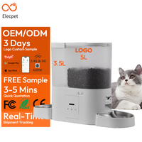 Distributeur automatique intelligent d'aliments et d'eau pour animaux de compagnie Elecpet avec caméra, contrôle par application, 2-en-1, bol en acier inoxydable, anti-fuite, pour chats