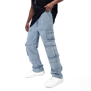 <span class=keywords><strong>Pantaloni</strong></span> da Lavoro Gingtto Personalizzati con Elastico in Vita, <span class=keywords><strong>Jeans</strong></span> Cargo Larghi per Uomo - Product Image 3