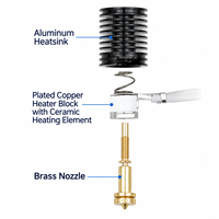 Part Printer 3D Grosir, Kit Hotend Quick Swap, Heater Keramik 24V 40W, Nozzle 0.25-0.8mm, Voron High-Speed DIY 3D Printing