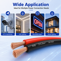 2*0,5mm Rot-Schwarz 2,6*5,3mm Parallelkabel 300V Flexibles PVC Langlebiges Kupfer-Elektrokabel mit Einfacher Abisolierung für LED-Beleuchtung