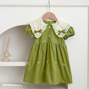 <span class=keywords><strong>Vestito</strong></span> Estivo in Cotone Stile Coreano 2026 <span class=keywords><strong>con</strong></span> Stampa, Maniche Corte, Ricamo e Colletto a Farfalla per Bambine e Sorelline - Product Image 4