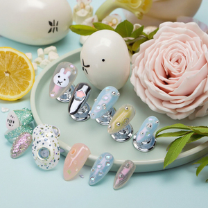 Arte de uñas de Pascua americano europeo, piezas hechas a mano, chicas simples, almendras, conejos, estrellas para aplicación en los dedos, gran oferta, estilo INS - Product Image 2