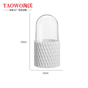 Taowo Makeup Brush Storage Jar With Lid PP Material Cosmetic Organizer Desktop Storage Container For Brushes And Lipstick - Product Image 4