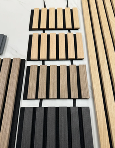 แผ่นผนังอะคูสติกโค้ง MDF ไม้ระแนงลาย 3 มิติ แผ่นปิดผิวแบบร่อง สำหรับบ้านและโรงแรม ดีไซน์แบบจำลอง 3 มิติ - Product Image 1