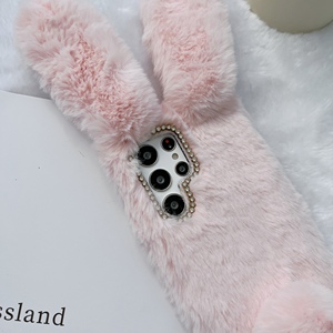 Free Shipping Warm Cover for Samsung S22 Ultra <strong>Fluffy</strong> Diamond Cute Rabbit Ears Fur Plush <strong>Phone</strong> <strong>Case</strong> - Product Image 6