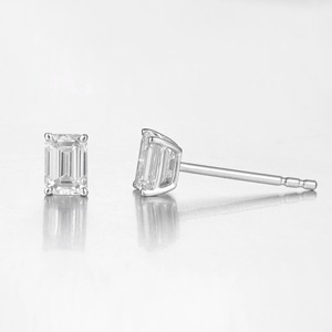 PT950 <b>Emerald</b> Cut Diamond <b>Stud</b> Earrings Hypoallergenic Small Earrings <b>Stud</b> Fine Jewelry Trendy Earrings Jewelry Women - Product Image 1