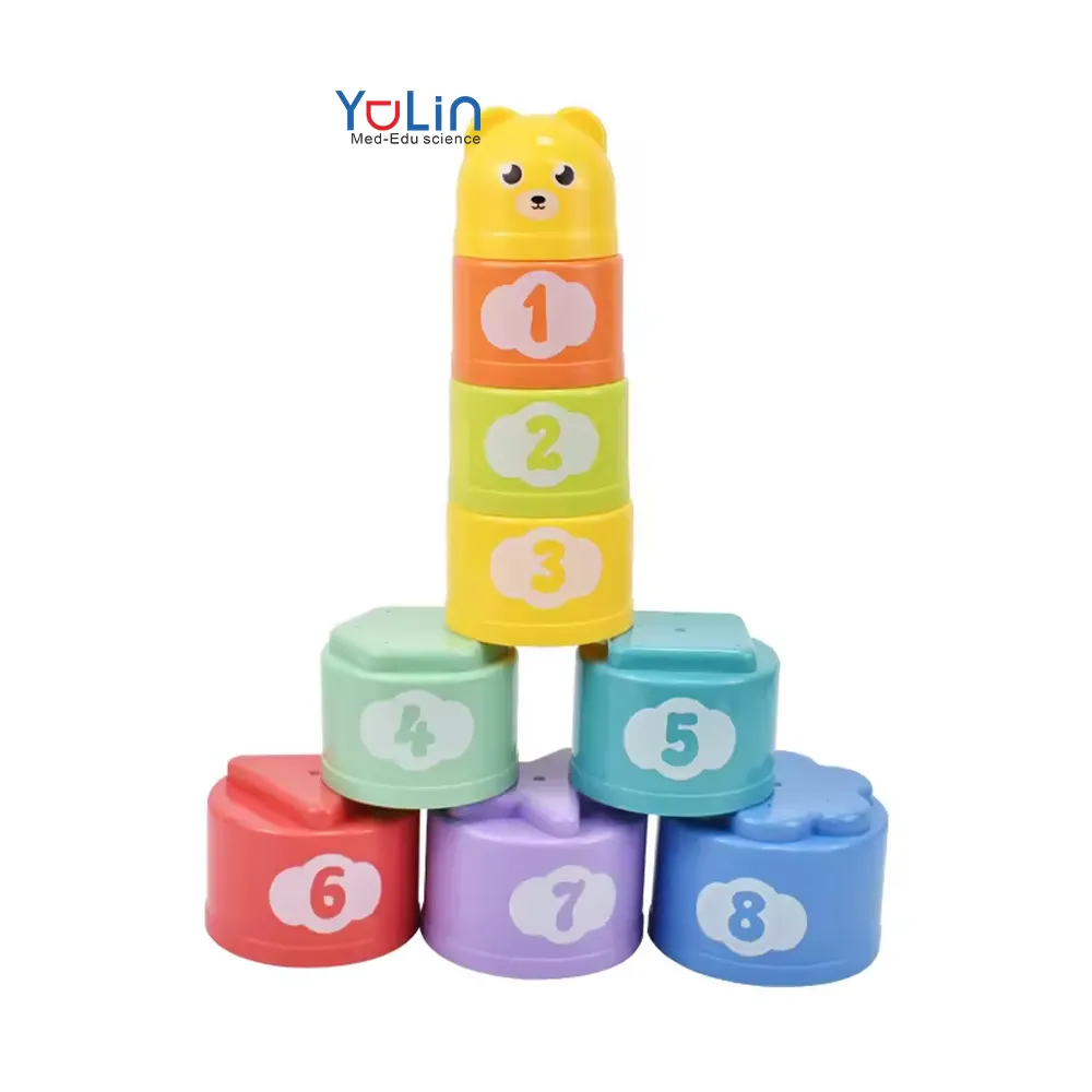 Crianças Puzzle Early Education Cup Rainbow Tower brinquedos do bebê para crianças de 1 a 3 anos de idade