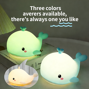 Lampe mignonne, veilleuse pour bébé à intensité variable pour la chambre d'enfant, veilleuse rechargeable en silicone pour la chambre des enfants, décoration de chambre Kawaii (baleine) - Product Image 3