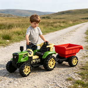 Trattore Elettrico Cavalcabile per Bambini con Rimorchio Rimovibile, Controllo Manuale e Telecomando, Veicolo Giocattolo a Batteria 12V - Product Image 4