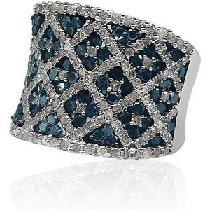 Jewelspaark <b>Diamond</b> <b>Ring</b> 3.12 Cttw Round Cut White And Blue Enhanced Natural Stone 925 Sterling Silver Engagement Jewelry For - Product Image 2